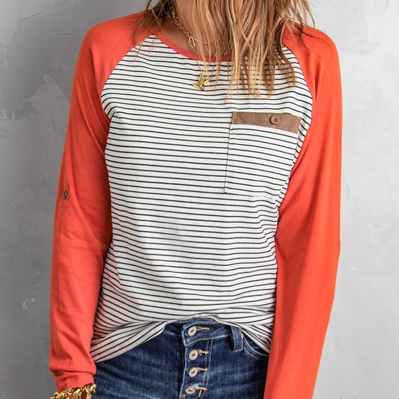 💜 New Stripped Top With Pocket - Picture 4 of 11